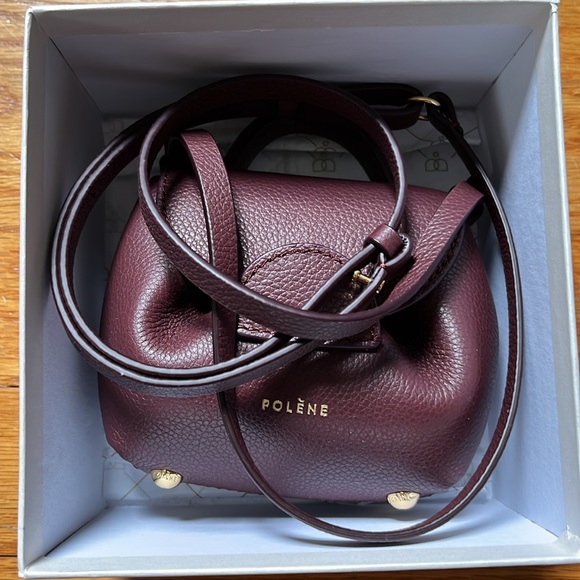 Polene numero un micro bag in textured leather in rich burgundy color - Picture 4 of 12